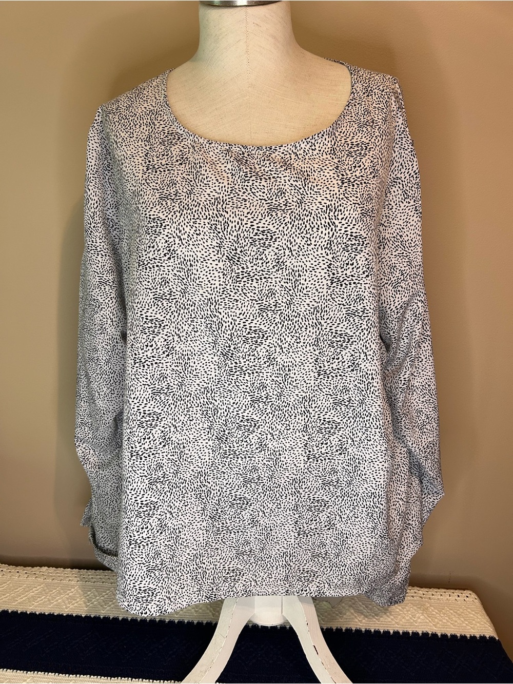 a new day White and Black Speckled Scoop-Neck Blouse